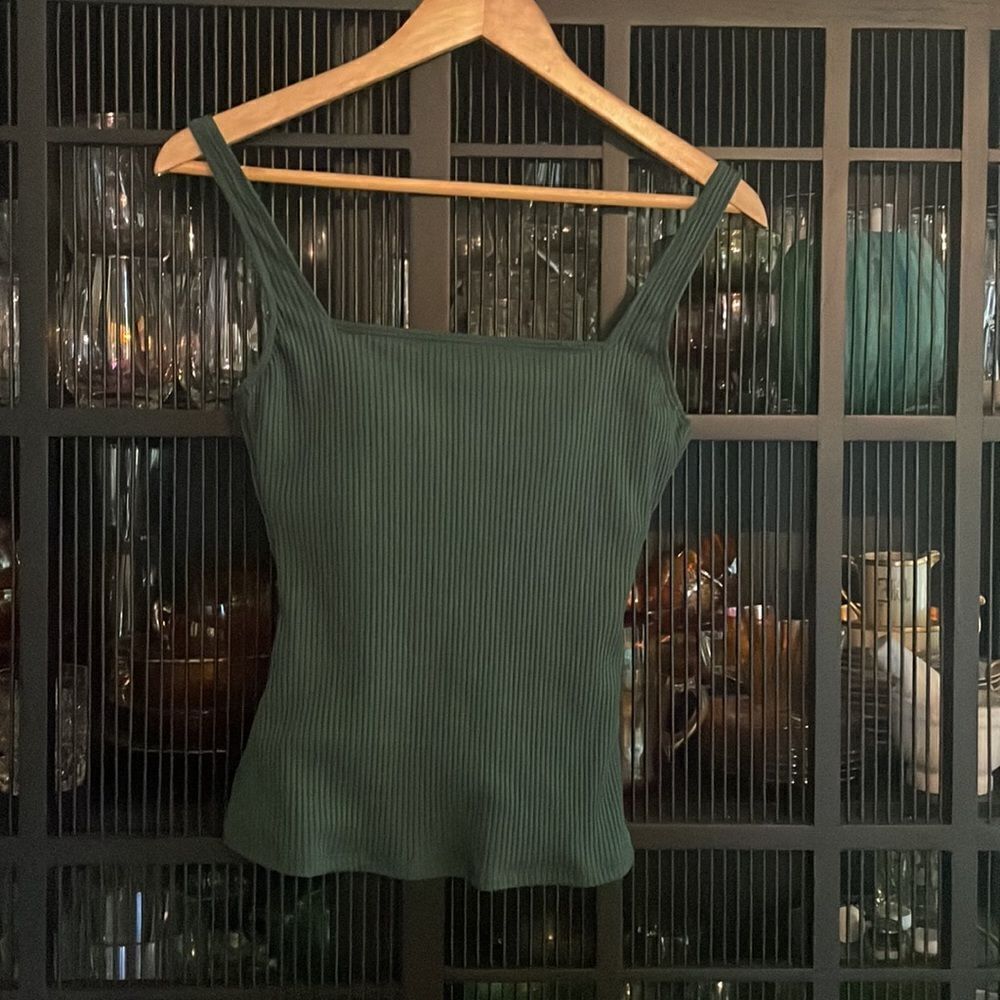 Bleu Rod Beattie forrest green squareneck bathing suit top with adjustable strap